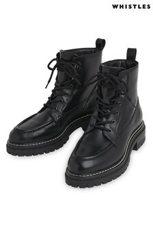Whistles Black  Bexley Lace Up Boots