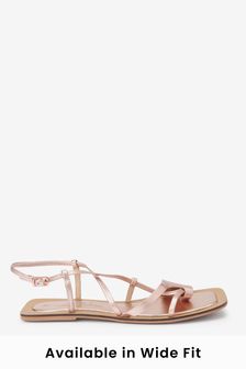 Forever Comfort® Leather Toe Loop Strappy Sandals
