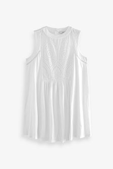 Washed Broderie Sleeveless Tunic