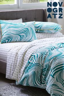 Novogratz Green Zebra Marble BCI Certified Cotton Duvet Cover and Pillowcase Set