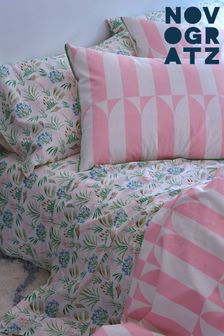 Novogratz Pink Waverley Tile Cotton Duvet Cover and Pillowcase Set