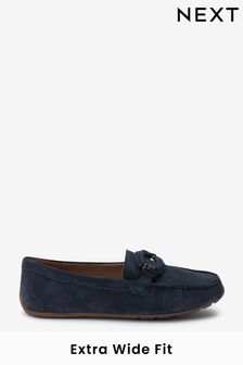 Navy Blue Extra Wide Fit Forever Comfort® Leather Hardware Driver Shoes (A74353) | £39