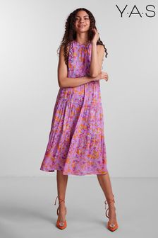 Y.A.S Pink Optimo Print Sleevless Long Midi Dress