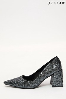 Jigsaw Grey Isabel Glitter Court Shoes