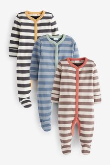 Stripe 3 Pack Baby Sleepsuits