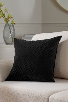 Black Velvet Quilted Hamilton Square Cushion