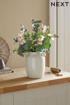 Grey Ceramic Double Handle Flower Vase