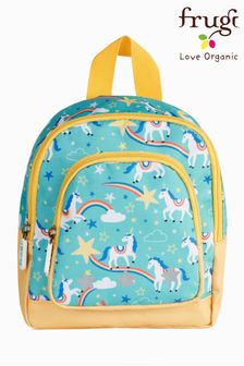Frugi Aqua Blue Recycled Backpack with Reins - Unicorn (A75842) | £20