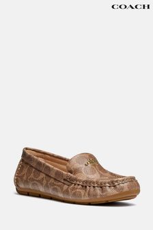 Coach Marley Brown Coated Canvas Driver Shoes