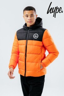 Hype. Orange Colourblock Puffer Jacket
