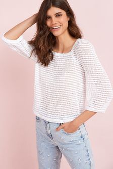 Square Neck Knit Look Top