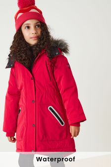 Red Waterproof Heavyweight Parka With Faux Fur Hood (3-16yrs) (A77432) | £58 - £68