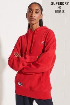 Superdry Red Organic Cotton Essential Oversized Hoodie