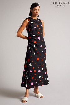 Ted Baker Black Lizzzee Ruched Side Detail Midi Dress