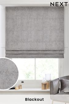 Silver Ready Made Heavyweight Chenille Blackout Plastic Chain Blinds (A78171) | £50 - £105