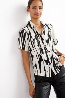 Black/White Geo Print Short Sleeve Shirt (A78215) | £30