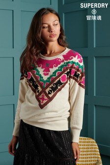 Superdry Cream Limited Edition Dry Embroidered Sweatshirt