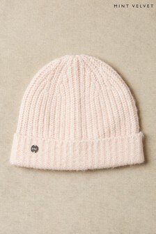 Mint Velvet Light Pink Rib Knit Beanie Hat