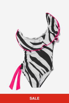 Nessi Byrd Girls Zebra Print Helen Swimsuit in White