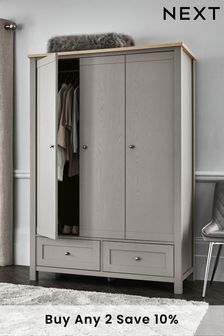 Dove Grey Malvern Paint Effect Triple Wardrobe (A79663) | £699