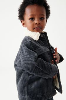 Charcoal Grey Borg Lined Cord Shacket (3mths-7yrs) (A79896) | £22 - £26