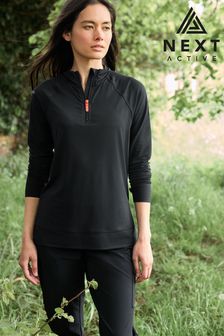 Black Ariss-euShops Active shirt Long Sleeve Zip Neck Top (A81233) | £25