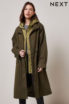 Khaki Green Shower Resistant Parka With Quilted Hood (A81388) | £86