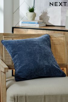 Navy Soft Velour Small Square Cushion (A82183) | £8