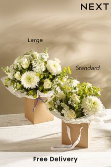 White Fresh Flower Bouquet in Gift Bag (A82252) | £30 - £35