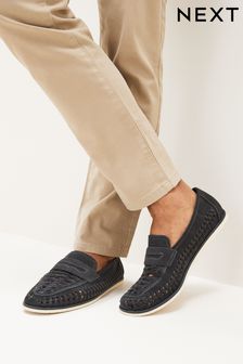Navy Blue Weave Loafers (A82601) | £40