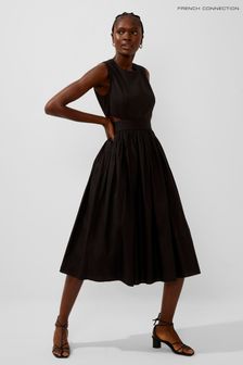 French Connection Black Adelade  Organic Poplin Cut Out Dress