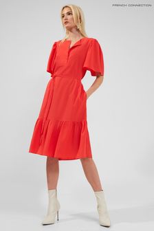 French Connection Red Courtney Crepe Tiered Dress
