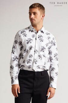 Ted Baker White Milhill Long Sleeve Photographic Magnolia Print Shirt