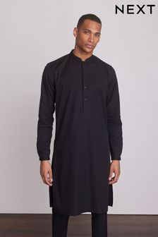 Black Long Length Mens Kurta (A84101) | £34