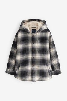 Black/White Check Hooded Shirt Jacket (3-16yrs) (A84614) | £25 - £35