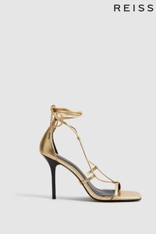 Reiss Kali High Leather Strappy Wrap Sandals