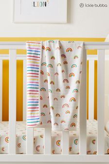 Ickle Bubba White Rainbow Dreams Reversible Blanket