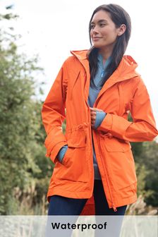 Orange Fleece Lined Waterproof Hooded Rain Jacket (A85588) | £58