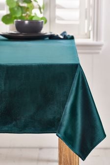 Teal Blue Velvet Table Cloth (A86005) | £30 - £38