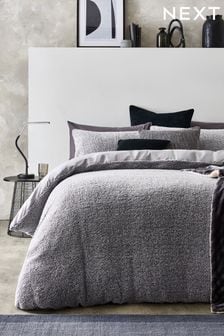 Grey Atelier-lumieresShops Marl Teddy Fleece Duvet Cover and Pillowcase Set (A86273) | £40 - £80