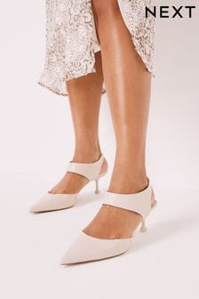 Bone Cream Forever Comfort® Leather High Cut Point Toe Heels (A86320) | £45