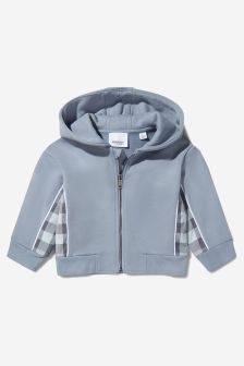 Burberry Kids Baby Check Panel Cotton Hooded Top