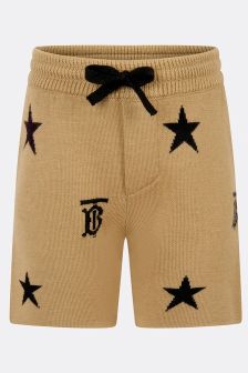 Burberry Kids Baby Star and Monogram Motif Wool Blend Shorts
