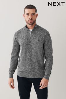 Mens Grey Zip Neck Jumpers | Next 