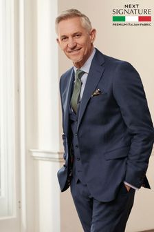 Navy Blue Slim Signature Cerruti 100% Wool Sharkskin Suit: Jacket (A87323) | £150