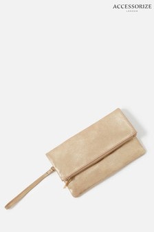 Accessorize Carley Gold Leather Clutch Bag (A87469) | £29