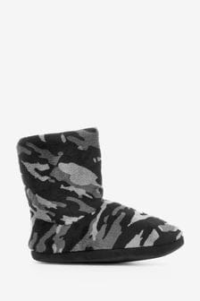 Grey Camo Warm Lined Slipper Boots (A87655) | £12 - £15