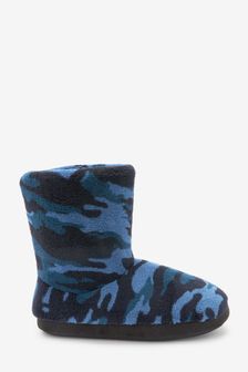 Navy Blue Camo Warm Lined Slipper Boots (A87656) | £12 - £15