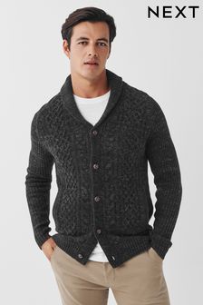 Charcoal Grey Navy Cable Shawl Cardigan (A87841) | £40