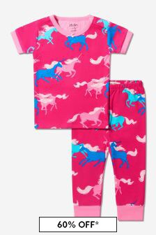 Hatley Kids & Baby Baby Girls Pink Frolicking Unicorns Organic Cotton Pyjamas